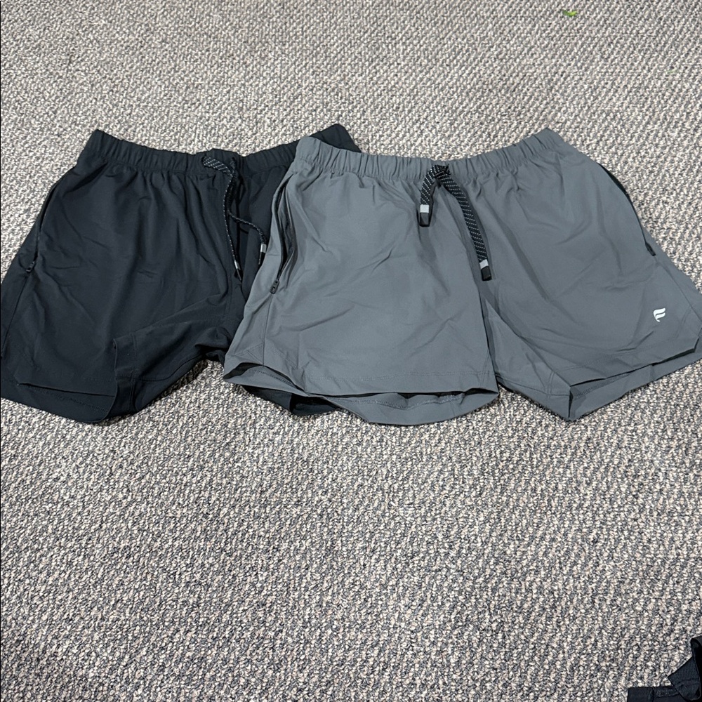 Men's Black and Gray Fabletics shorts 3 inch inseam